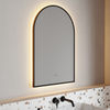 Arched Lighted Bathroom Mirror, Backlit Vanity Bathroom Mirror with Brushed Black Frame, Round Corners Arch LED Mirror