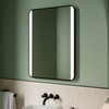 Left and Right Frontlit Mirror with Black Frame, Smart Led Vanity Mirrors, Dimmable, Anti-Fog, Memory, Tempered Glass, Horizontal/Vertical