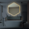 Backlit Hexagonal Bathroom Mirror, LED Illuminated Wall Mounted Vanity Mirror, Bathroom Mirror with Smart Touch Buttons, 3-Colour Dimmable, Smart Demist