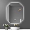 Backlit Octagon Bathroom Mirror, LED Illuminated Wall Mounted Vanity Mirror, Bathroom Mirror with Smart Touch Buttons, 3-Colour Dimmable, Smart Demist