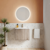 Round Backlit Bathroom Mirror, 3 Colors Light Dimmable Wall Mounted LED Mirror, Bathroom Mirror with Lights, Anti-Fog Backlit Lighted Round LED Mirror for Bathroom