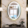 Oval LED Bathroom Mirror with Gold Frame, Backlit and Frontlit,Touch Button,Stepless Dimmable Wall Mirrors with Anti-Fog, Shatter-Proof, Memory, 3 Colors, LED Mirror for Bathroom