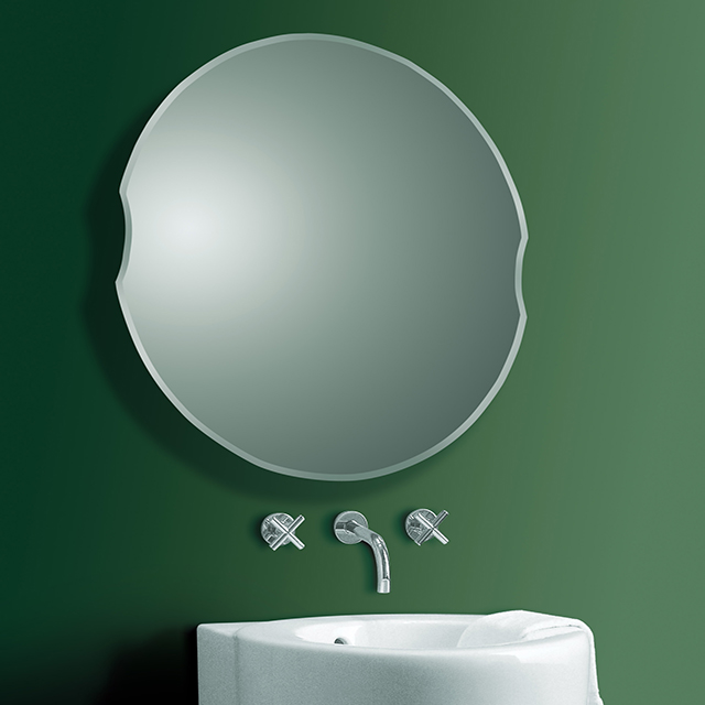 ROUND BATHROOM WALL MIRROR WITH BEVEL