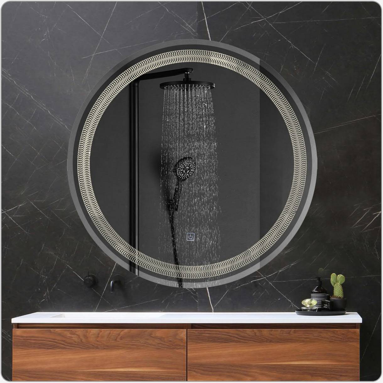 Zhuotai Round LED Mirror with Metal Frame And Bevel