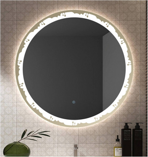  LED Round Lighted Mirror, 700X700MM Bathroom Backlit Vanity Mirror Wall Mounted with 3000K/4000K/6000K Adjustable, Anti-Fog, Smart Touch Button, Stepless Dimmable Lighted Makeup Mirror