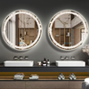 Crystal LED Round Mirror with Lights 3 Color Smart Memory Adjustable Brightness Frontlit AntiFog 20 Inch Diamond Crystal Circle Round Lighted Vanity Mirror for Bathroom Makeup Wall Mounted