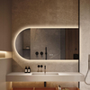 Arch LED Bathroom Mirror, Arched 48"x24" Backlit Framless Mirror with Lights Wall Mounted Anti-Fog Dimmable Smart Frameless 3-Color Lighted Vanity Mirror Memory & Waterproof