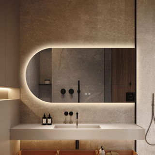 Arch LED Bathroom Mirror, Arched 48"x24" Backlit Framless Mirror with Lights Wall Mounted Anti-Fog Dimmable Smart Frameless 3-Color Lighted Vanity Mirror Memory & Waterproof