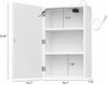 Medicine Cabinet with Mirror, 15.7 X 23.6 Inch Bathroom Wall Cabinet with Lights, LED Bathroom Mirror with Storage, Adjustable Shelf, 3-Color Modes, 2 Outlets & USBs, White BMGZ115W