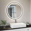 32" Black Round Bathroom Mirror, Aluminum Framed Bathroom Vanity Mirror for Wall, Front And Backlit,Anti-Fog,3 Colors And Dimmable Light(Horizontal/Vertical)