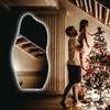 Full-length Led Mirror, Aesthetic Irregular Wavy Bathroom Wall Mirror with Ligths, Modern Hanging Frameless Led Lighted Backlit Mirror (60"x35" Inches)