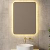 Backlit with Ambient Glow Mirror with Gold Frame, Smart Led Vanity Mirrors, Dimmable, Anti-Fog, Memory, Tempered Glass, Horizontal/Vertical