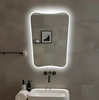 Backlit Bathroom Mirror with LED - Irregular Modern LED Custom Size Mirror - Asymmetrical Modern Hanging Led Wall Mirror Aesthetic Pebble