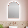 Arched Lighted Bathroom Mirror, Backlit Vanity Bathroom Mirror with Brushed Gold Frame, Round Corners Arch LED Mirror