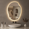 Irregular Backlit Mirror Bathroom 25 X 35 Inch, LED Mirror for Bathroom, Anti-Fog LED Bathroom Mirror with Lights, Dimmable, 3 Colors, Horizontal/Vertical