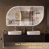 LED Bathroom Mirror with Lights, 36x28 Inch Leaf LED Backlit Mirror Irregular, Anti-Fog, Dimmable Light, Asymmetrical Vanity Mirror for Makeup, Room Decor for Bedroom Horizontal/Vertical