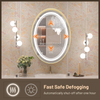 Oval LED Bathroom Mirror with Gold Frame, Backlit and Frontlit,Touch Button,Stepless Dimmable Wall Mirrors with Anti-Fog, Shatter-Proof, Memory, 3 Colors, LED Mirror for Bathroom