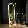 3 Color Lighting Full Body Mirror 60"x 16" Arched Floor Mirror with Lights Wall Mounted Free Standing Leaning for Home, White